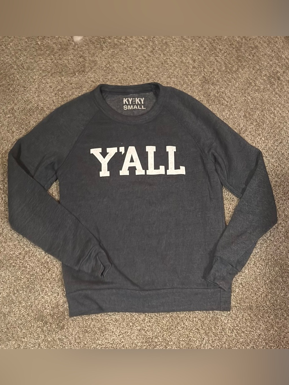 Navy 'Y'ALL' Crewneck Sweater - Men's Small